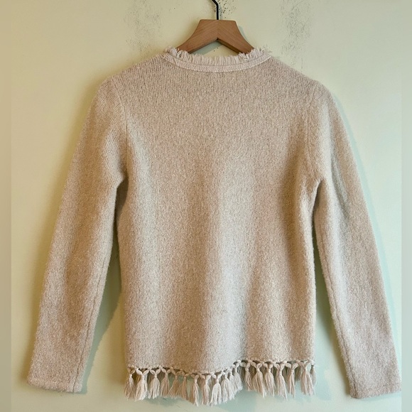 J McLaughlin Fringe Metallic Crew Neck Alpaca Wool Blend Sweater - Picture 3 of 5